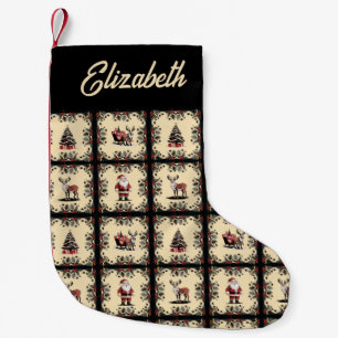 Retro Christmas Pattern Small Christmas Stocking