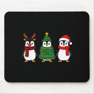 Retro Christmas Penguin Santa Reindeer  Mouse Pad