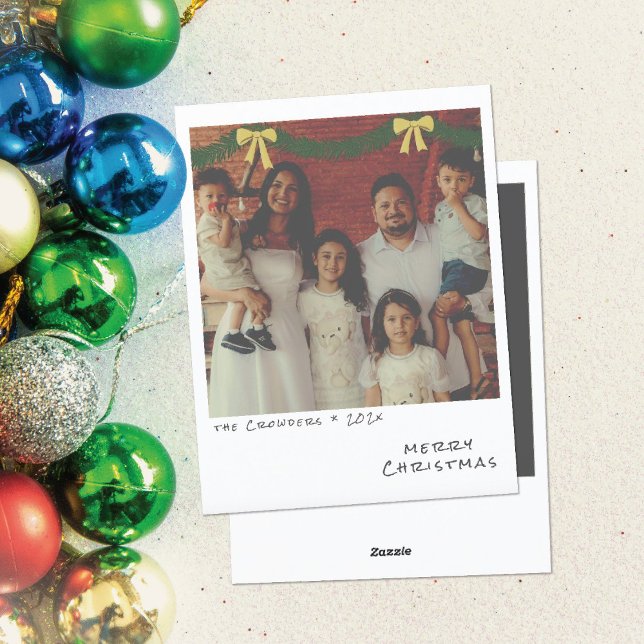 Retro Christmas Photo Card - Green & Gold Garland (Creator Uploaded)