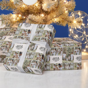 retro Christmas photo collage modern simple Wrapping Paper