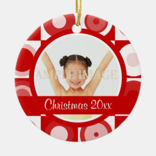 Retro Christmas photo personalize Ceramic Ornament