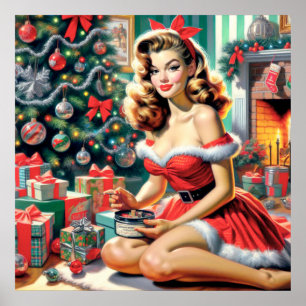 Retro Christmas Pin Up Poster