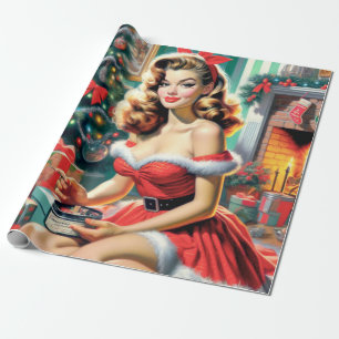 Retro Christmas Pin Up Wrapping Paper