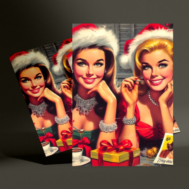 Retro Christmas Pin-ups Postcard (Creator Uploaded)