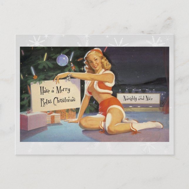 Retro Christmas Pinup Holiday Postcard (Front)