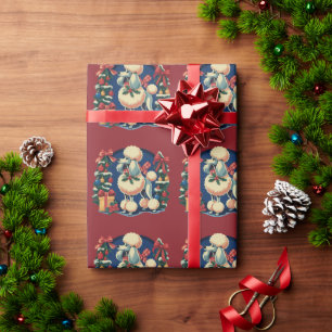 Retro Christmas Poodle Vintage 1950's Holiday Dog Wrapping Paper