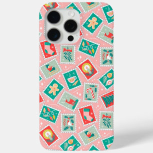 Retro Christmas Postage Stamps iPhone 15 Pro Max Case