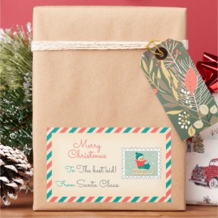 Retro Christmas Postage Stamps Labels - Happy Boy
