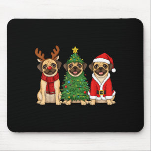 Retro Christmas Puggle Santa Reindeer Dog Lover Mouse Pad