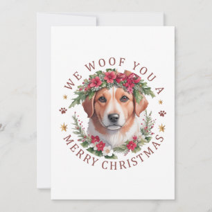 Retro Christmas Puppy Love 2023 Holiday Card