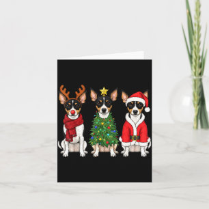 Retro Christmas Rat Terrier Santa Reindeer Dog Lov Card