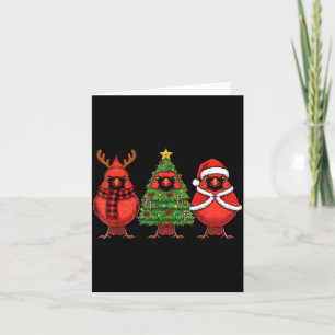 Retro Christmas Red Cardinal Bird Santa Reindeer  Card