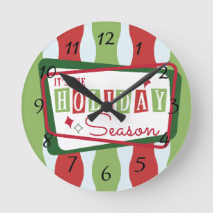 Retro Christmas  Round Clock