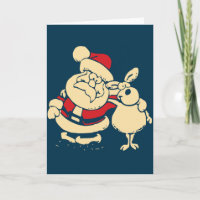 Retro Christmas Santa and his Reindeer Buddy