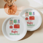 Retro Christmas Santa Baby Shower Paper Plates<br><div class="desc">This design features a festive arrangement of hand drawn Christmas gifts and retro Christmas fonts. This Santa Baby theme is perfect for any holiday baby shower!

Visit our website for more designs and inspiration: www.creativeuniondesign.com</div>