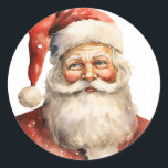 Retro Christmas Santa Claus Classic Round Sticker<br><div class="desc">Stickers with a cute retro style illustration. Santa Claus with a bushy white beard wearing his traditional red suit.</div>