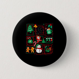 Retro Christmas Santa Claus Cocoa Xmas Tree Snowma 2 Inch Round Button