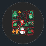 Retro Christmas Santa Claus Cocoa Xmas Tree Snowma Classic Round Sticker<br><div class="desc">Retro Christmas Santa Claus Cocoa Xmas Tree Snowman</div>