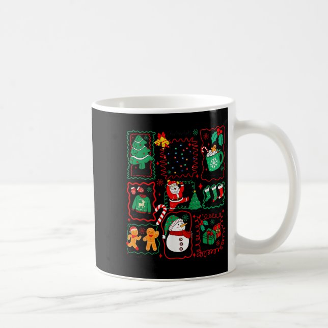 Retro Christmas Santa Claus Cocoa Xmas Tree Snowma Coffee Mug (Right)