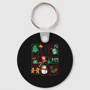 Retro Christmas Santa Claus Cocoa Xmas Tree Snowma Keychain