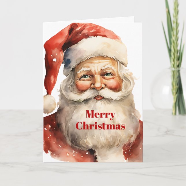 Retro Christmas Santa Claus Holiday Card (Front)