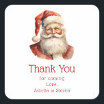 Retro Christmas Santa Claus Party Thank You Square Sticker<br><div class="desc">Party thank you stickers with a cute retro style illustration. Santa Claus with a bushy white beard wearing his traditional red suit.</div>