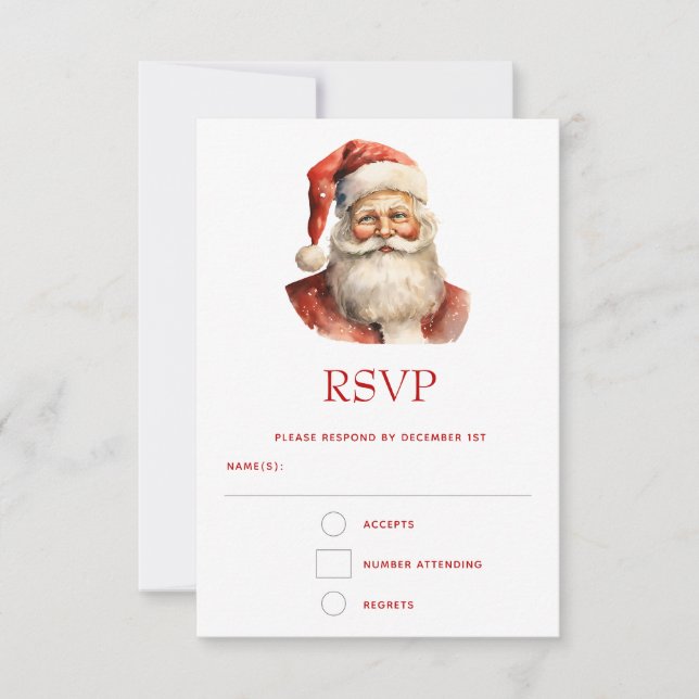 Retro Christmas Santa Claus RSVP Card (Front)