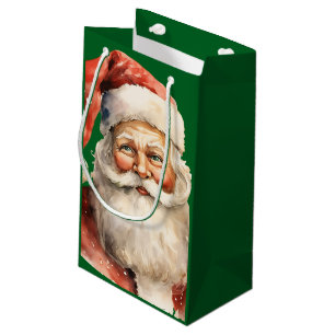 Retro Christmas Santa Claus Small Gift Bag