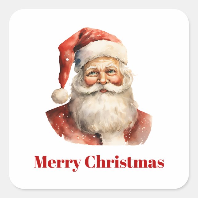 Retro Christmas Santa Claus Square Sticker (Front)