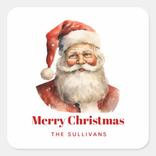 Retro Christmas Santa Claus Square Sticker