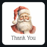 Retro Christmas Santa Claus Thank You Square Sticker<br><div class="desc">Thank you stickers with a cute retro style illustration. Santa Claus with a bushy white beard wearing his traditional red suit.</div>