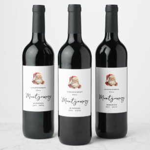 Retro Christmas Santa Claus Wine Making Label