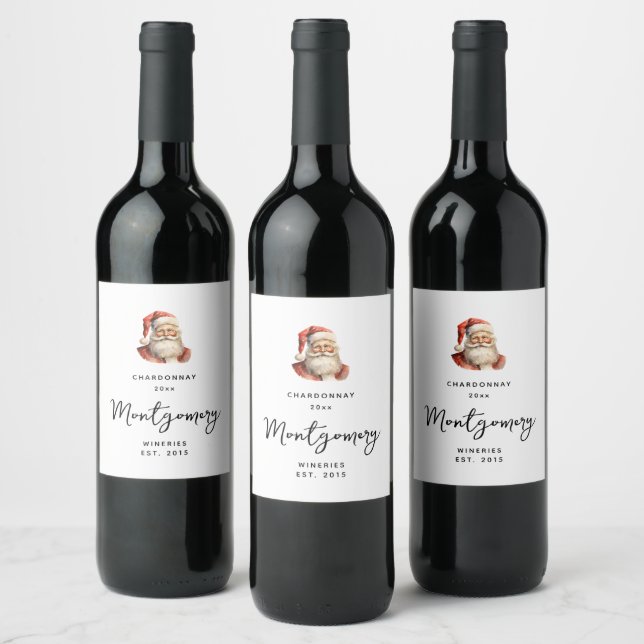 Retro Christmas Santa Claus Wine Making Label (Bottles)