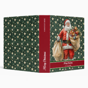 Retro Christmas Santa recipe book with name Binder