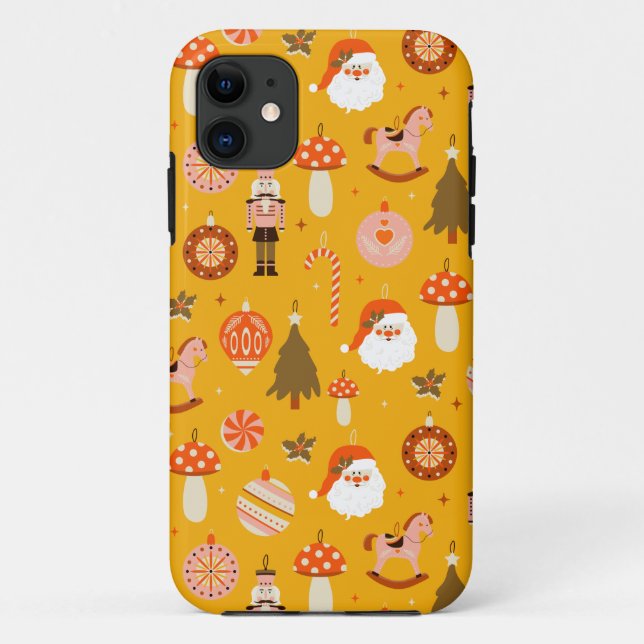 Retro Christmas Santa rocking horse pattern Case-Mate iPhone Case (Back)