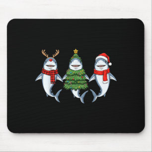 Retro Christmas Shark Santa Reindeer  Mouse Pad