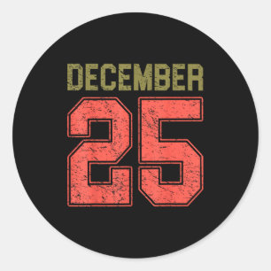 Retro Christmas Shirts Men Women December 25 Xmas Classic Round Sticker