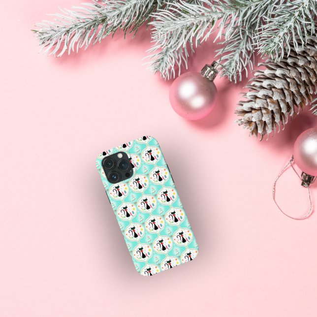 Retro Christmas Siamese Cat Ogee Case-Mate iPhone Case (Creator Uploaded)