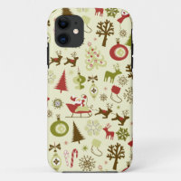 Retro Christmas Sketch Seamless Pattern