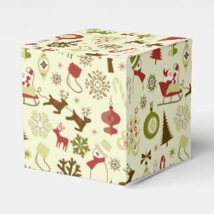 Retro Christmas Sketch Seamless Pattern Favor Box