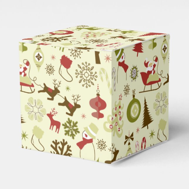 Retro Christmas Sketch Seamless Pattern Favor Box (Front Side)