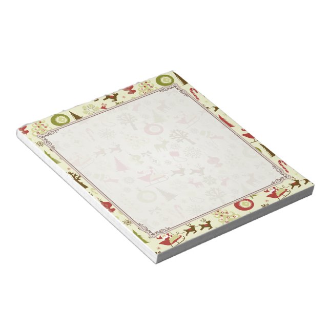 Retro Christmas Sketch Seamless Pattern Notepad (Angled)