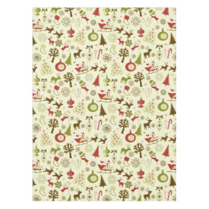 Retro Christmas Sketches Seamless Pattern Tablecloth