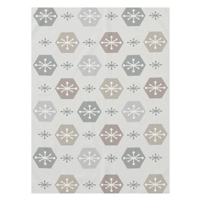 Retro Christmas Snowflakes Silver Gold Tablecloth (Front)
