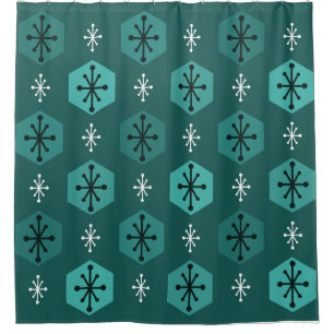 Retro Christmas Snowflakes Teal