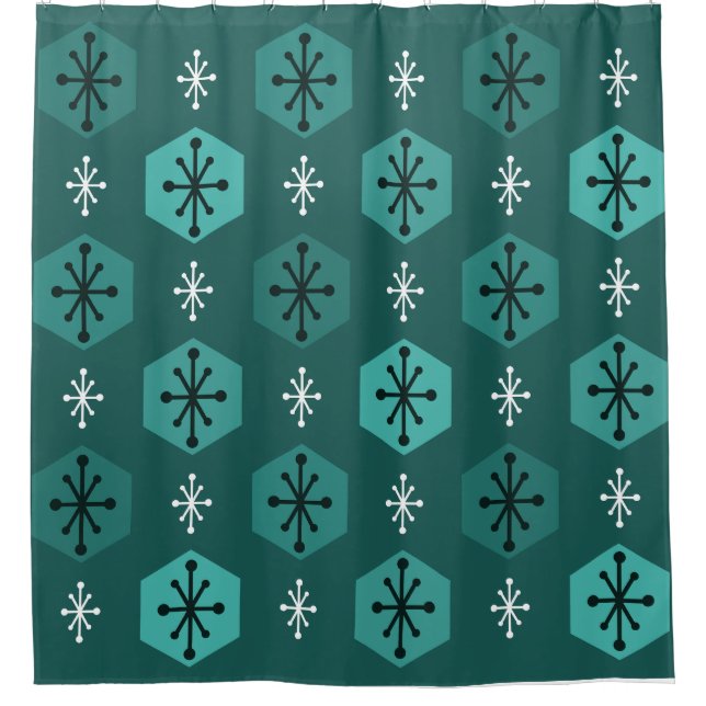 Retro Christmas Snowflakes Teal (Front)