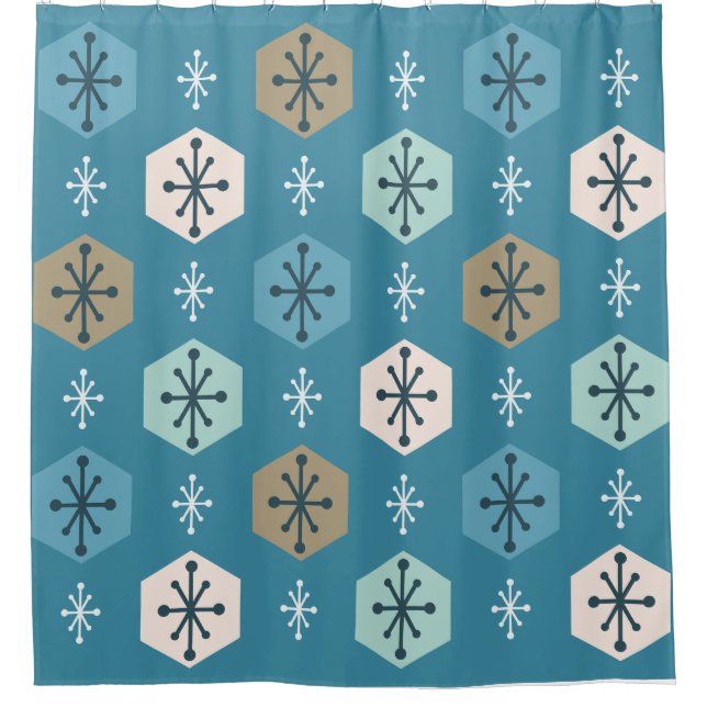 Retro Christmas Snowflakes Turquoise Gold (Front)