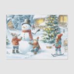 Retro Christmas Snowman and Kids  Tissue Paper<br><div class="desc">Printed Tissue Paper for Gift Wrapping & Creative Crafts Wrap with intention, layer with charm, and create with ease using our printed tissue paper — thoughtfully designed for both presentation and inspiration. Perfect for seasonal gifting, special occasions, and everyday crafting, each sheet features lightweight texture and distinctive artwork that enhances...</div>