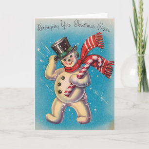 Retro Christmas Snowman Greeting Card