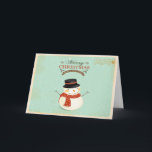 Retro Christmas Snowman Greeting Card<br><div class="desc">Getting ready to send out all your Christmas and holiday greeting cards? This retro christmas greeting card is the perfect way to give your postage a little something extra this year! Included in this snowy scene greeting card are christmas snowman,  christmas postage brushes! Enjoy!</div>
